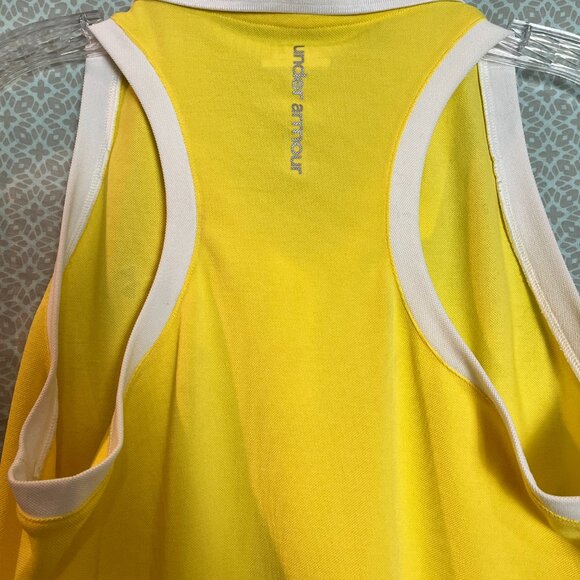 Women's Yellow Under Amour Sleeveless Knit collared Polo shirt Size M - Picture 7 of 7
